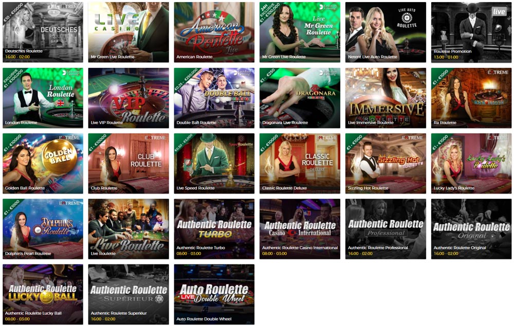 Mr Green Live Casino Roulette