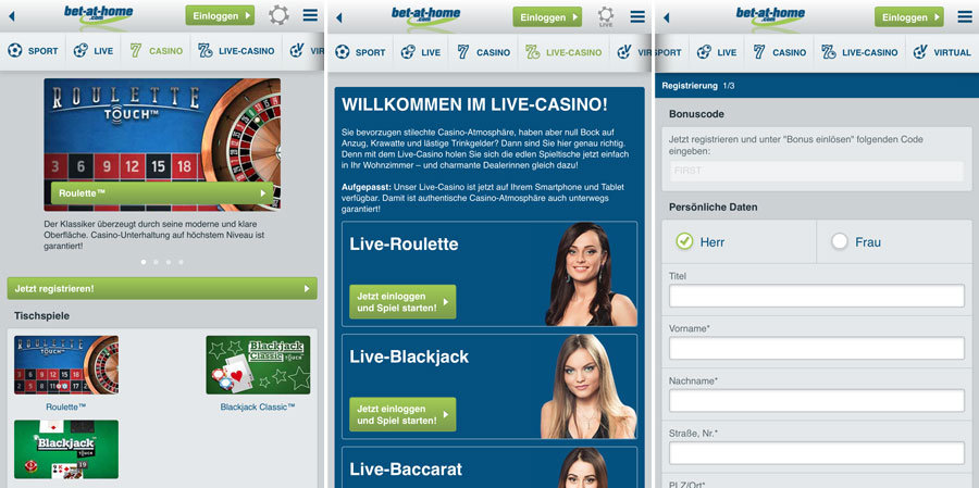 bet at home mobile casino