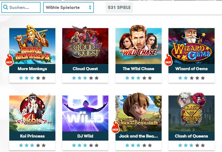 InterCasino Spiele