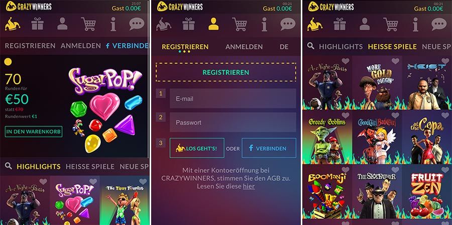 Crazywinners Mobile App