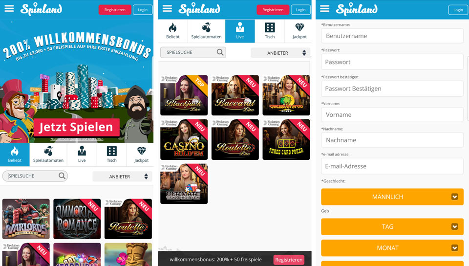 Spinland mobile App