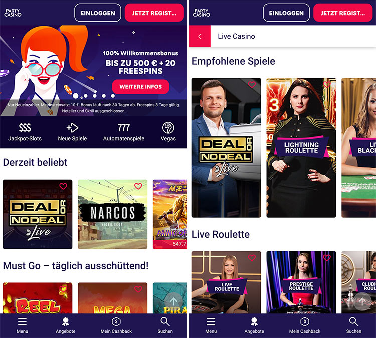 partycasino bonus code 10€