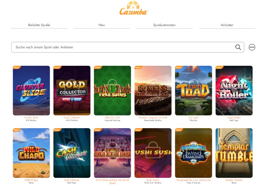 Casimba Casino Spieleauswahl