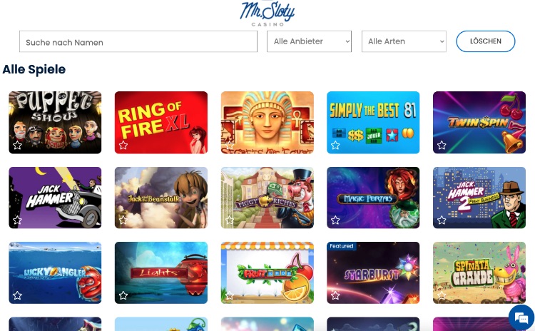 Mr Sloty Spieleangebot