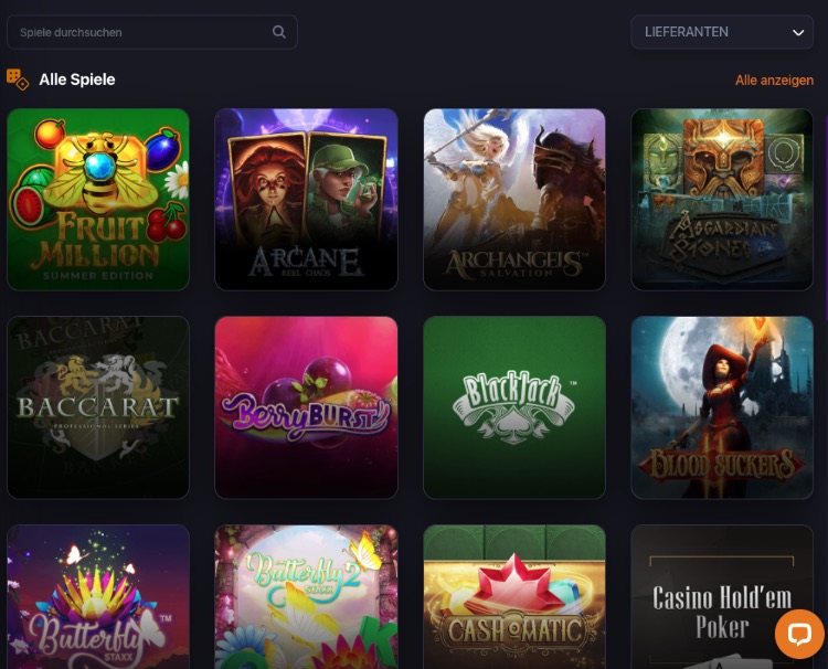 Praise Casino Spieleangebot