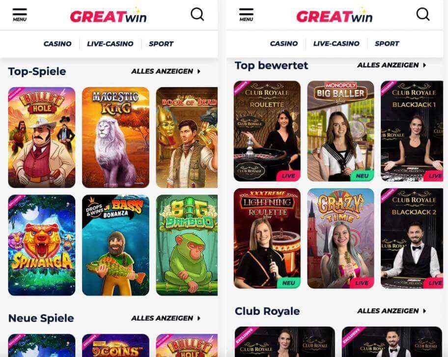 GreatWin Casino App