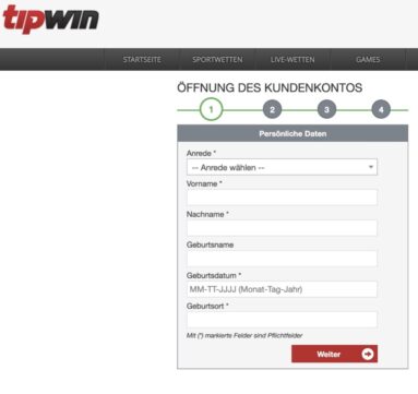 Tipwin Games Registrierung